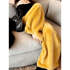 批发上架72小时有货-慵懒风毛绒休闲裤<b class='q'>冬</b>新款女高腰加厚宽松垂感长裤