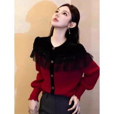 批发上架72小时有货-超好看韩系拼接<b class='q'>针织</b><b class='q'>开衫</b>2026春装<b class='q'>短款</b>高级感上衣