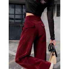 批发上架72小时有货-复古风直筒裤女2026春<b class='q'>新款</b>今年流行休闲红色长裤