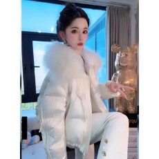 批发上架72小时有货大毛领白色棉服外套女2026冬季新款面包棉衣棉袄