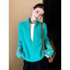 批发上架72小时有货-高级慵懒风毛衣女款<b class='q'>冬</b>季半拉链针织衫巨好看上衣