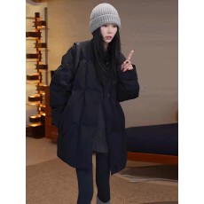 批发上架72小时有货-韩系中长款棉服女款冬季加厚面包服洋气独特外套