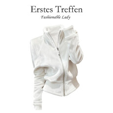 批发上架72小时有货-气质白色甜美立领外套秋<b class='q'>冬</b>设计感小众高级感上衣