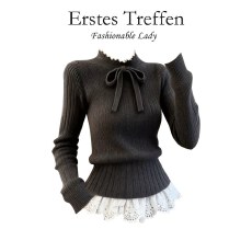 批发上架72小时有货-深灰色毛衣女<b class='q'>冬</b>2026新款巨好看设计感假两件上衣