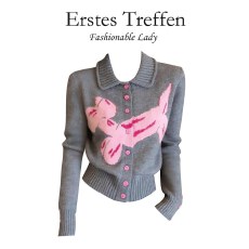 批发上架72小时有货-温柔慵懒风灰色毛衣女新款针织开衫2026减龄上衣