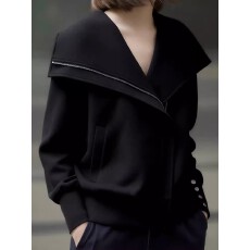 批发上架72小时有货-韩系黑色翻领外套2026春装高级感绝美轻奢上衣