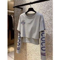 上架72小时有货-美式假两件圆领卫衣女2026春季新款小衫长袖T恤