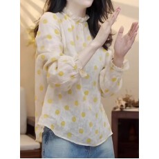 批发上架72小时有货-洋气拼接立领<b class='q'>波点</b><b class='q'>衬衣</b>2026春季新款百搭长袖<b class='q'>衬衫</b>