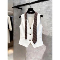批发上架72小时有货-学院风条纹领带马甲女款2026新款设计感无袖背心