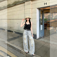 批发上架72小时有货-<b class='q'>欧洲站</b>2026夏季新款破洞薄款女款显瘦<b class='q'>牛仔裤</b>长裤