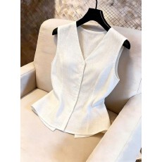 批发上架72小时有货-韩系简约V领无袖背心女2026新款夏季<b class='q'>百搭</b>气质上衣