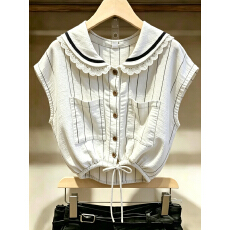批发上架72小时有货-设计感飞飞袖<b class='q'>条纹</b><b class='q'>衬衫</b>女2026新款夏季超好看上衣