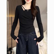 批发40支酷丝绵1×1韩系长袖<b class='q'>t</b><b class='q'>恤</b>女秋冬季修身短款打底衫