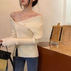 批发活色包芯纱270克一字肩<b class='q'>外套</b>女装秋冬开衫短款<b class='q'>长袖</b>上衣