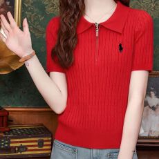 批发polo领杏色针织短袖T恤女2026年夏季新款法式漂亮<b class='q'>甜美</b>套装