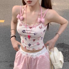 批发<b class='q'>莫代尔</b>纯欲蕾丝花边吊带<b class='q'>背心女</b>夏款韩系短款修身打底辣妹上衣