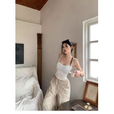 批发260克<b class='q'>莫代尔</b>2:2夏季性感甜辣妹露肩多巴胺吊带<b class='q'>背心女</b>外穿修身