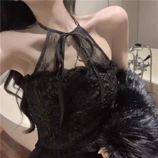 批发蕾丝吊带小背心挂脖夏季白色外穿性感辣妹纯欲风内搭打底衫上<b class='q'>衣服</b>