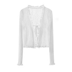 批发薄款竹节麻针织<b class='q'>开衫</b>长袖2026夏季外搭短款空调衫防晒披肩上衣女潮