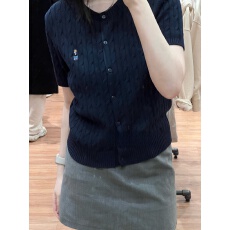 批发2026年夏季新款百搭时尚洋气学院风小熊刺绣麻花针织纯色短袖<b class='q'>开衫</b>