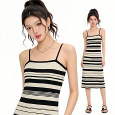 批发韩版吊带<b class='q'>连衣裙</b>女2026年夏季新款纯欲风修身性感针织背心裙