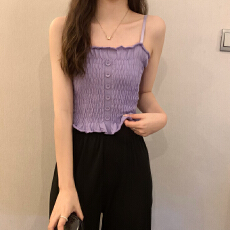 批发法式木耳边吊带背心女内搭<b class='q'>时尚</b>设计感小众外穿打底辣妹抹胸上衣夏