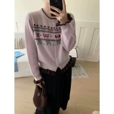 批发韩系秋冬氛围感穿搭慵懒风2025年高级感长袖圆领超好看针织<b class='q'>开衫</b>女