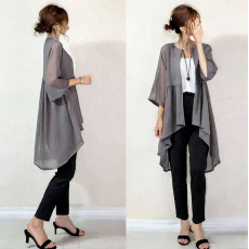 批发日系新款气质<b class='q'>雪纺衫</b> 宽松雪纺连衣裙 防晒衣