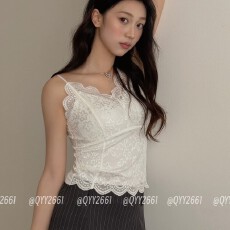 批发<b class='q'>春</b>夏吊带背心女士新款蕾丝上衣可外穿带胸垫甜辣内搭美背打底