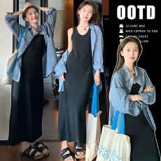 批发孕妇装春装新款设计感<b class='q'>宽松</b>孕妇格子衬衫+吊带裙休闲孕妇两件套装