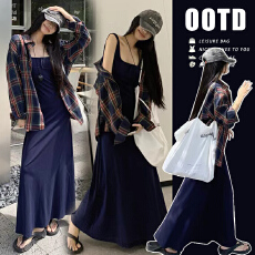 2026春季新品韩版时尚衬衫+法式吊带宽松连衣裙孕妇时尚套装