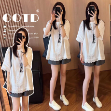 独特绝美夏天新款宽松韩版减龄时尚短袖T恤上衣短裤孕妇套装