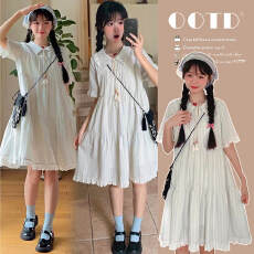 批发2026<b class='q'>夏</b>季宽松温柔风日系甜美娃娃领蛋糕裙仙女裙孕妇连衣裙