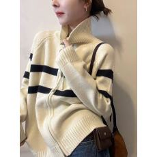 批发高领加厚上衣撞色拉链<b class='q'>开衫</b>羊绒亲肤毛衣2025秋冬长袖舒适<b class='q'>针织</b>衫<b class='q'>女</b>