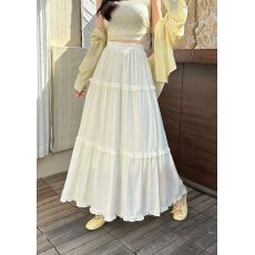 批发绝美漂亮白色垂坠感半身裙女2025<b class='q'>新款</b>花边拼接a字大摆蛋糕裙长裙