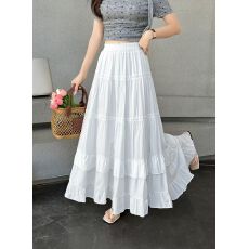 批发白色半身裙女春夏2026<b class='q'>新款</b>蛋糕裙垂坠感长裙荷叶边伞裙大裙摆半裙