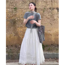 批发2026白色<b class='q'>半身</b>裙女春夏新款高腰显瘦蛋糕<b class='q'>长裙</b>设计感小众a字裙子