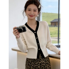 批发小香风V领羊毛针织开衫女<b class='q'>欧洲站</b>2025冬装新款欧货女装毛衣外套潮