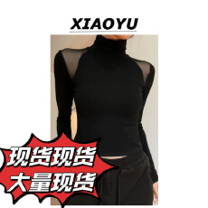 批发小鱼【秋<b class='q'>冬</b>秀场】辣妹网纱拼接设计感长袖上衣秋<b class='q'>冬</b>内搭修身打底