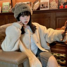 批发2025<b class='q'>秋</b>冬新款仿水貂绒皮毛一体外套女短款加厚保暖环保皮草上衣潮