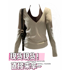 批发大码胖妹妹纯欲辣妹薄胸垫V领防晒罩衫女夏季吊带背心叠穿两件套
