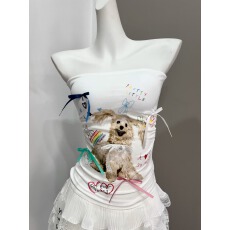 批发260克1*1随心裁 小狗印花蝴蝶结吊带背心抹胸女夏季小众修身辣妹