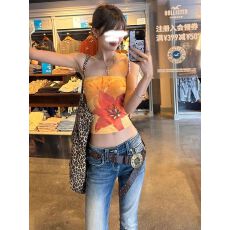 批发1*1人棉随心裁260克  性感辣妹海岛热带印花抹胸背心女夏季慵懒风