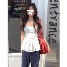 批发40支酷丝爽棉螺纹1x1 一字肩抹胸背心<b class='q'>夏</b>日新款收腰纯欲辣妹上衣