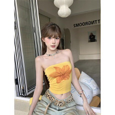 批发260克随心裁1*1 美式复古花朵印花无袖吊带背心女<b class='q'>夏</b>季新款上衣潮