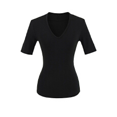 批发40支260克随心裁1*1 美式复古深V领五分<b class='q'>袖</b><b class='q'>T</b><b class='q'>恤</b>女夏季后背镂空上衣