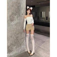 批发40支260克随心裁1*1 白色一字领打底衫长袖抹胸T恤女秋季显瘦上衣