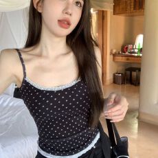 批发1*1随心裁260克 双色波点简约蕾丝吊带新款修身纯欲芭蕾风女<b class='q'>打底</b>
