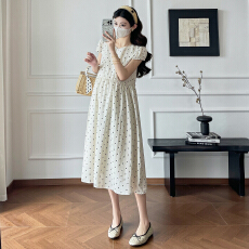 实拍 2026夏季新款孕妇装小清新波点短袖连衣裙宽松显瘦