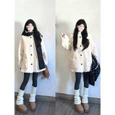 批发送围巾羊羔绒毛毛白色厚外套女秋<b class='q'>冬</b>季2025新款流行爆款摇粒绒上衣